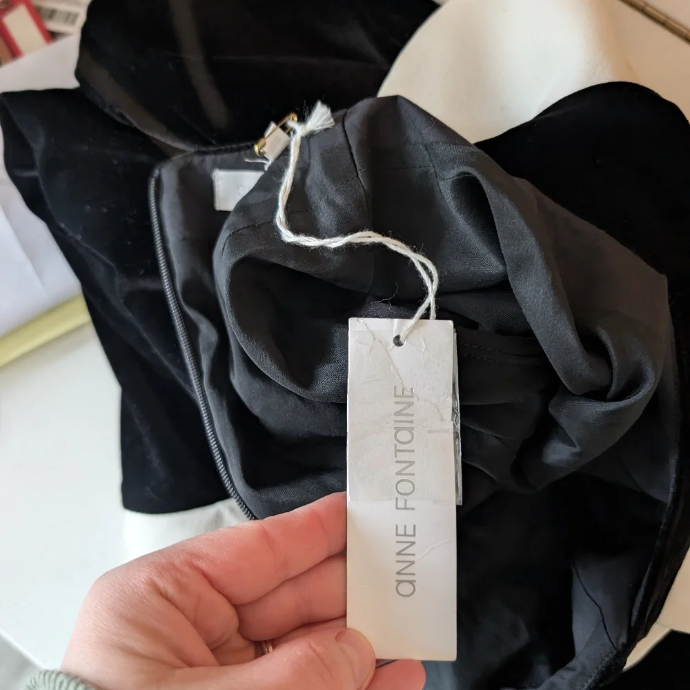 Anne Fontaine Black Velvet White Ruffle Solange Cocktail Dress Size‎ 38 (6) - Picture 10 of 13